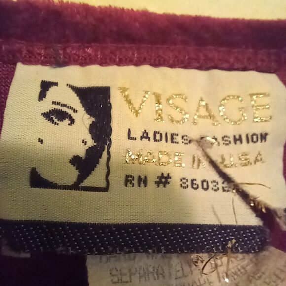 Vintage Visage Velvet Long Sleeve Tunic Blouse-X Large-Lined-Burgundy-90s-Grunge - Picture 6 of 8